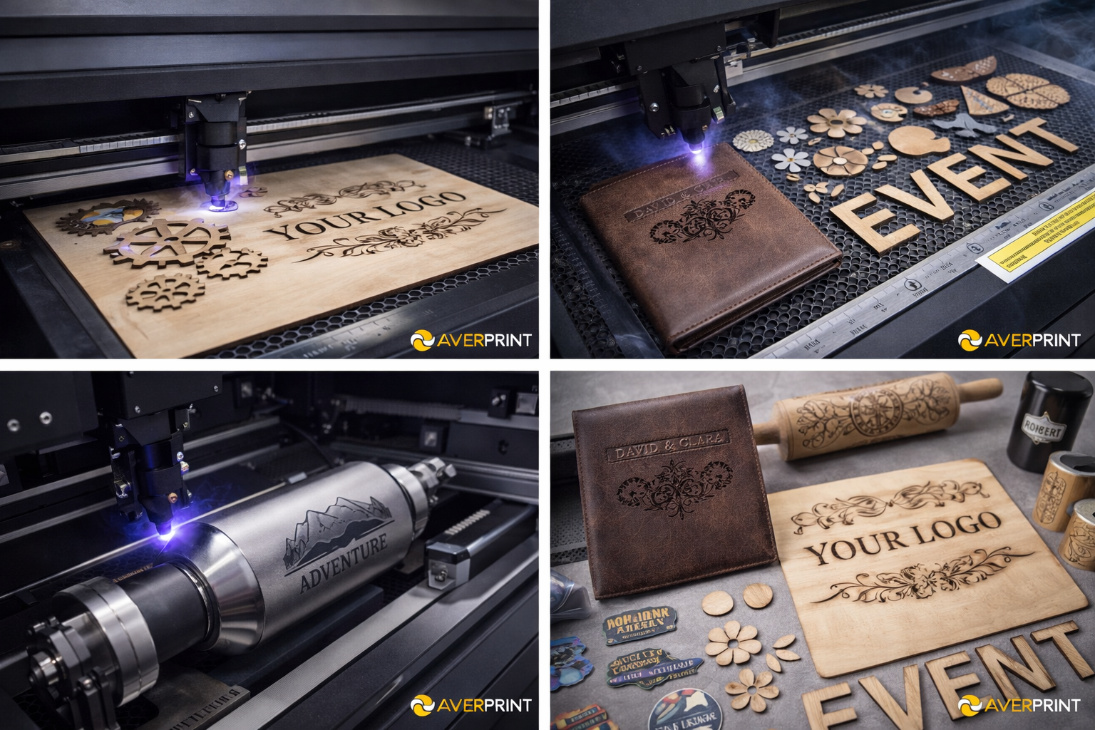 Gravură și decupare laser CO₂ | Lemn, plexiglas, piele