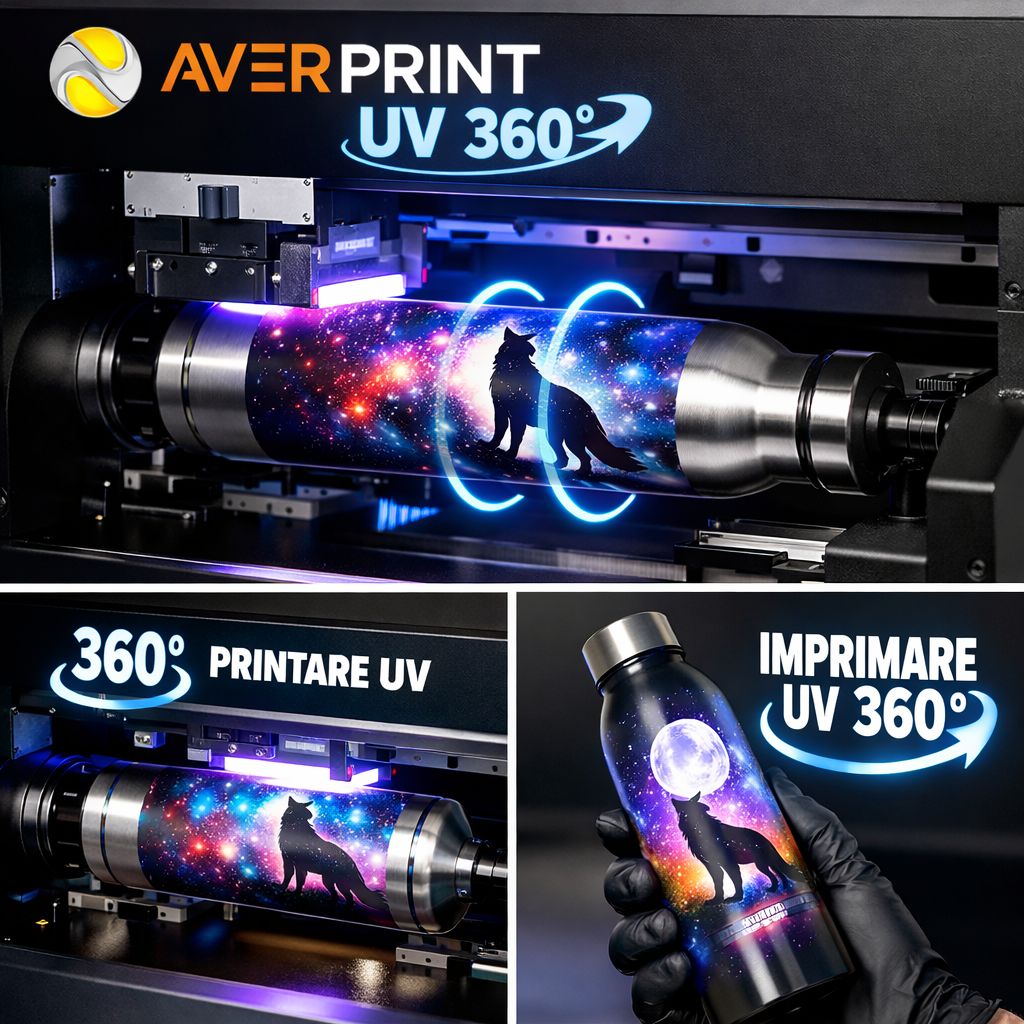 Print UV cilindric 360° | Personalizare obiecte cilindrice